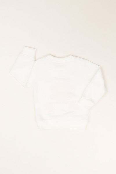 Beyaz (1-8 Yaş) Çiçek Baskılı İçi Şardonlu Kız Çocuk Sweatshirt 81380