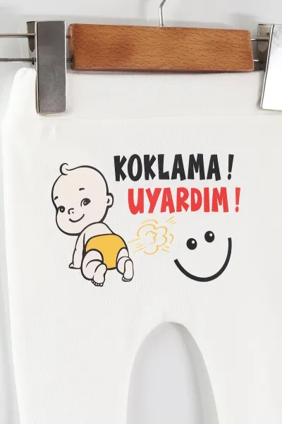 Beyaz (1-9 Ay) Şakacı Yazılar Baskılı Manşetli Unısex Bebek Tek Alt 465692