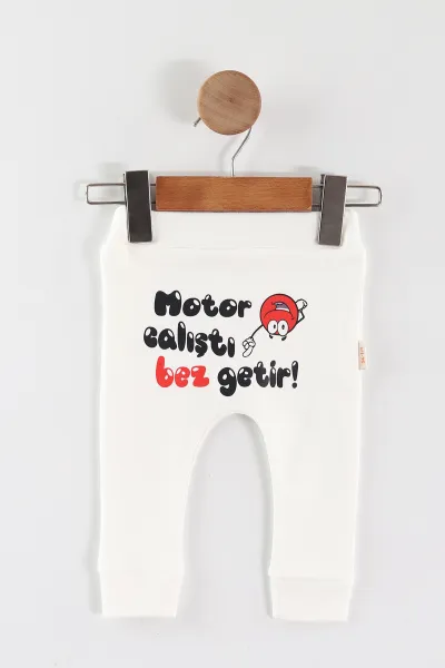 Beyaz (1-9 Ay) Şakacı Yazılar Baskılı Manşetli Unısex Bebek Tek Alt 465693