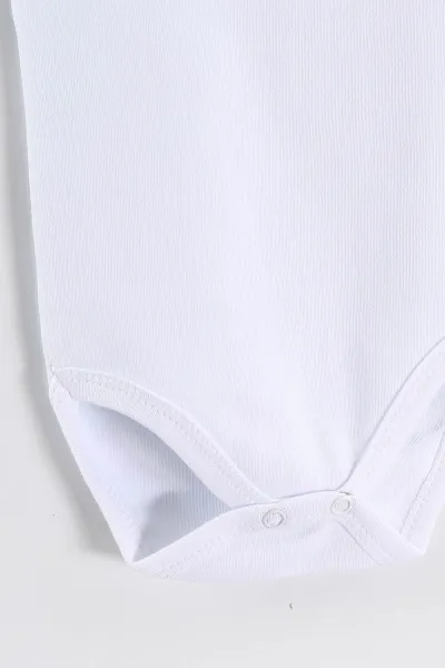 Beyaz (1-9 Ay)Sıfır Kol Düz Bebek Çıtçıtlı Badi 458468