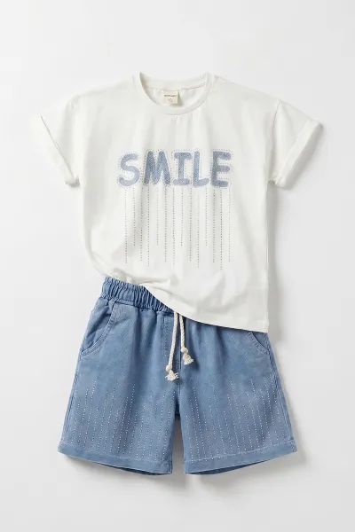 beyaz-1-9-yas-smile-nakisli-tas-baskili-tisortlu-tasli-kot-sortlu-kiz-cocuk-2li-takim-459530
