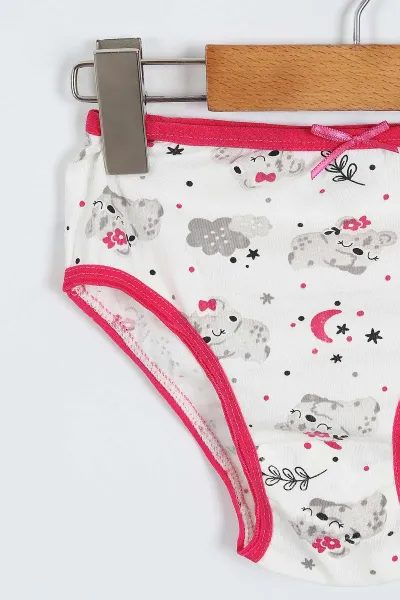 Beyaz (10-11 Yaş) Baskılı Fiyonklu Kız Çocuk  Slip Külot 358692