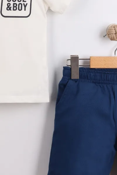 Beyaz (10-13 Yaş)Gömlek Yaka Düğmeli Gabardin Şortlu Erkek Çocuk Takım 457663