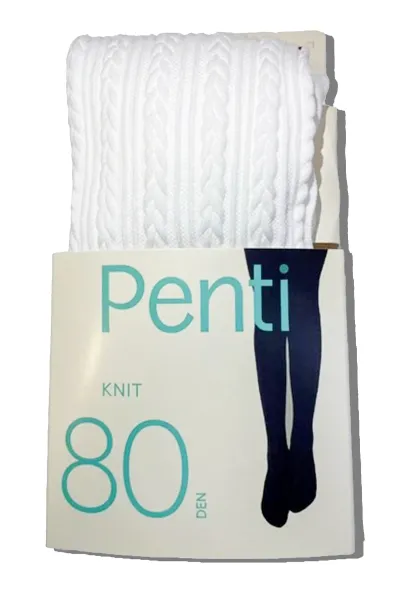Beyaz 10 Penti  Pretty  Knit 80  Den Triko Kız Çocuk Külotlu Çorap 421833