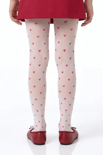 Beyaz 10 Penti Pretty Red Little Heart 40 Den Kız Çocuk Külotlu Çorap 498361