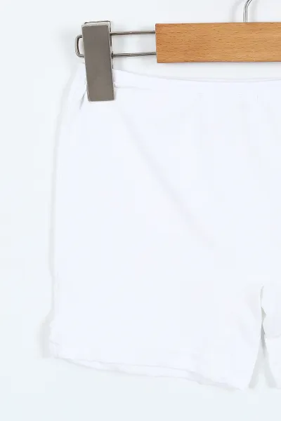 Beyaz (12-15 Yaş) Likralı Garson Boy Kız Çocuk Boxer Külot 404179
