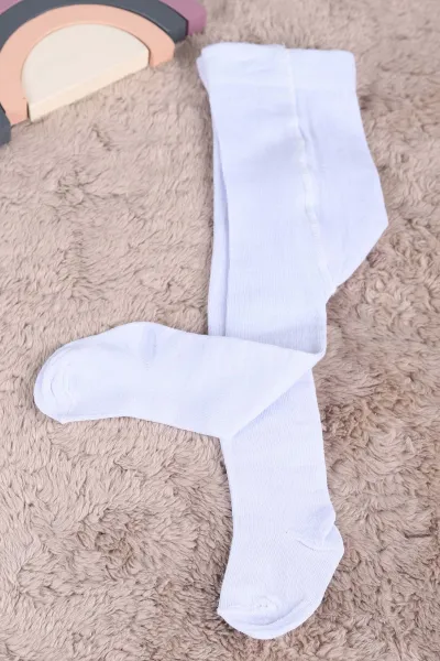 Beyaz (12-24 Ay) Düz Kız Bebe Kilotlu Çorap 233687