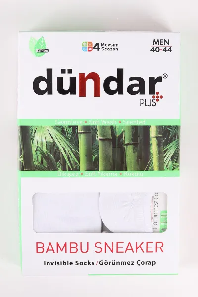 Beyaz 12'li Erkek Bambu Sneaker Görünmez Çorap (40-44) 465598