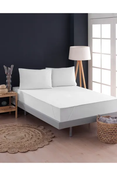 Beyaz 160x200 Sıvı Geçirmez Nefes Alabilen Yatak Koruyucu Çift Kişilik 279574