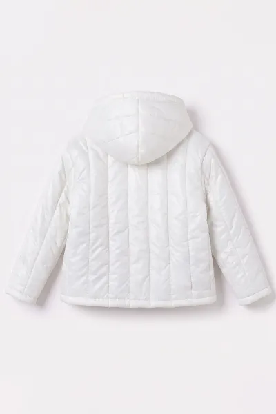 Beyaz (2-10 Yaş) Fleto Cepli Kapüşonlu Çocuk Mont 486885