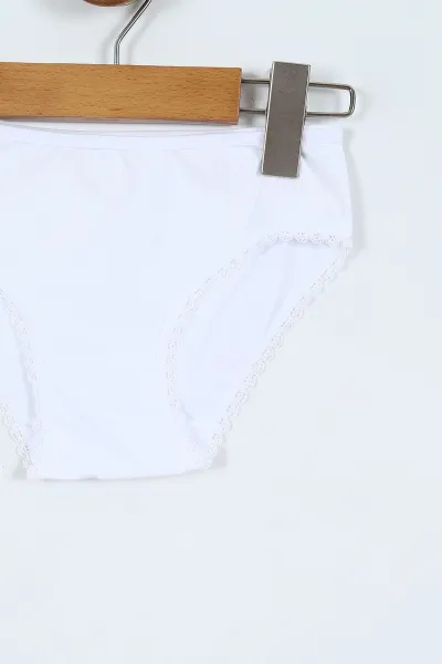 Beyaz (2-11 Yaş)  Dantelli Likralı Kız Çocuk Slip Külot 404078