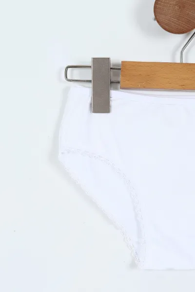 Beyaz (2-11 Yaş)  Dantelli Likralı Kız Çocuk Slip Külot 404078