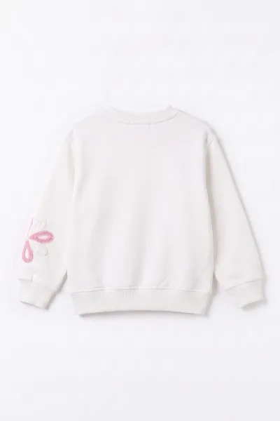 Beyaz (2-11 Yaş)  Süzene Nakışlı İçi Şardonlu Kız Çocuk Sweatshirt 499988