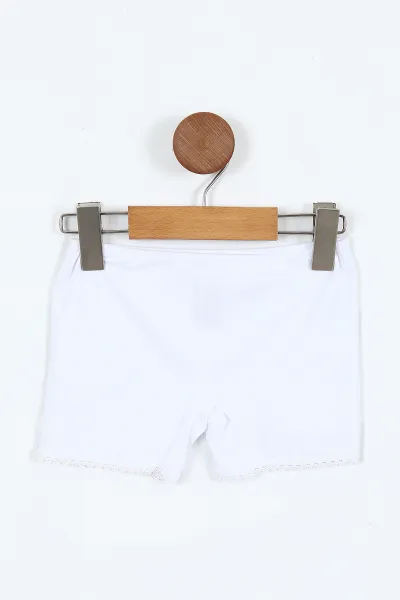 Beyaz (2-15 Yaş) Likralı ve Dantelli Kız Çocuk Boxer Külot 404088