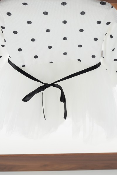 Beyaz (2-4 yaş) Puanlı Tüllü Kız Çocuk Elbise 129312