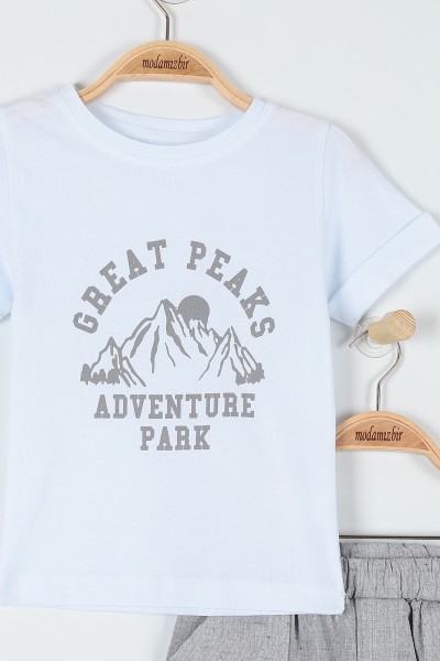 Beyaz (2-5 Yaş) Great Peaks Baskılı Kargo Cep Detaylı Erkek Çocuk Takım 182738