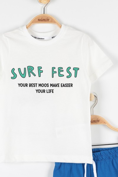 Beyaz (2-5 Yaş) Surf Fest Baskılı Erkek Çocuk Takım 170530