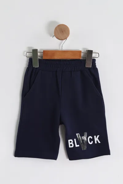 Beyaz (2-6 Yaş) Black Baskılı Şortlu Süprem Erkek Çocuk Yazlık Takım 438076