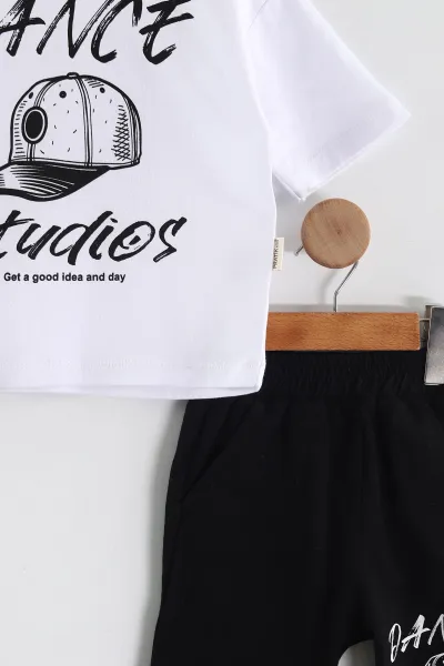 Beyaz (2-6 Yaş) Dance Studios Baskılı Şortlu Süprem Erkek Çocuk Yazlık Takım 438089