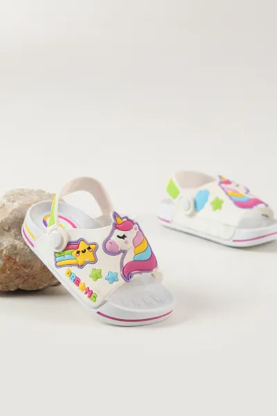 Beyaz ( 24 - 29 ) Figürlü Kız Çocuk Sandalet 462501