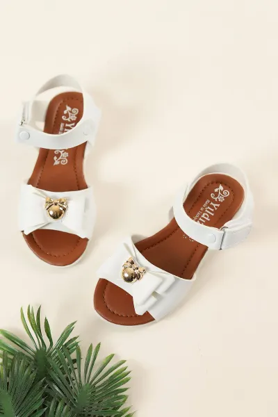 Beyaz (25-30) Fiyonklu Armalı Kız Çocuk Sandalet 255103