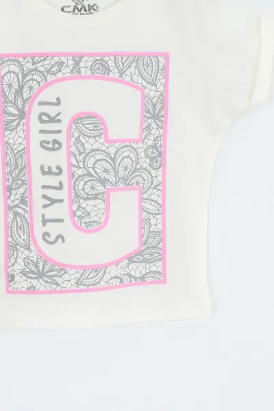 Beyaz (3-12 Yaş) Style Girl Baskılı   Kısa Kol   Kız Çocuk Tişört 354316