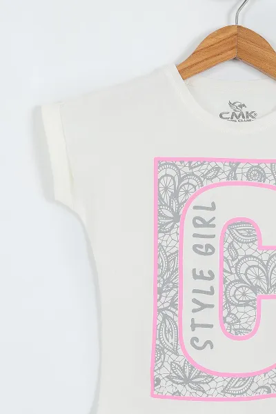 Beyaz (3-12 Yaş) Style Girl Baskılı   Kısa Kol   Kız Çocuk Tişört 354316