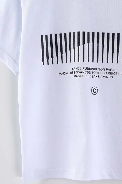 Beyaz (3-12 Yaş)Çizgi Baskılı Erkek Çocuk Tişört 447175