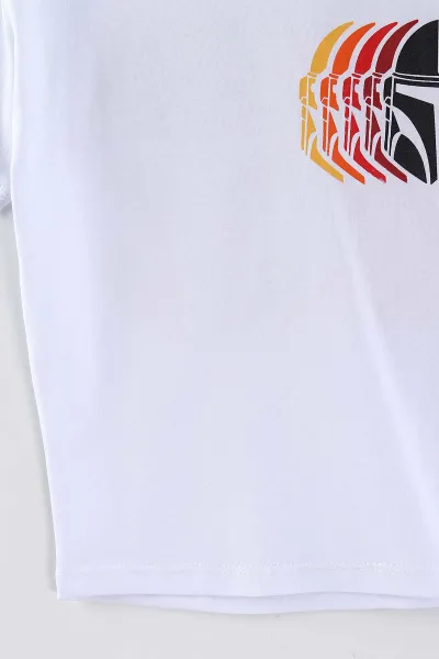 Beyaz (3-12 Yaş)Ön Arka Baskılı Erkek Çocuk Tişört 447181