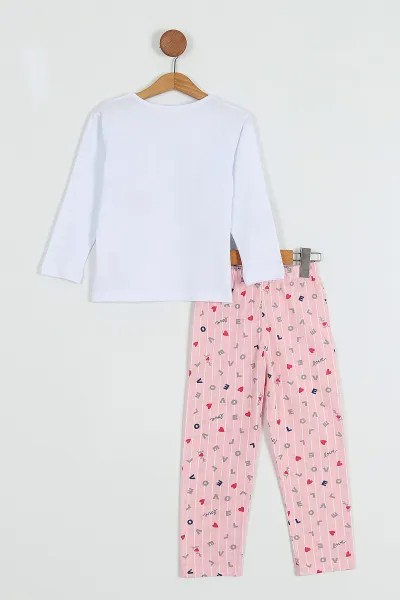 Beyaz (3-7 Yaş) Eyfel Baskılı Kız Çocuk Pijama Takımı 253181
