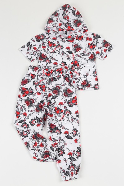 beyaz-3-8-yas-kapusonlu-cicek-desenli-kiz-cocuk-pijama-takimi-112675