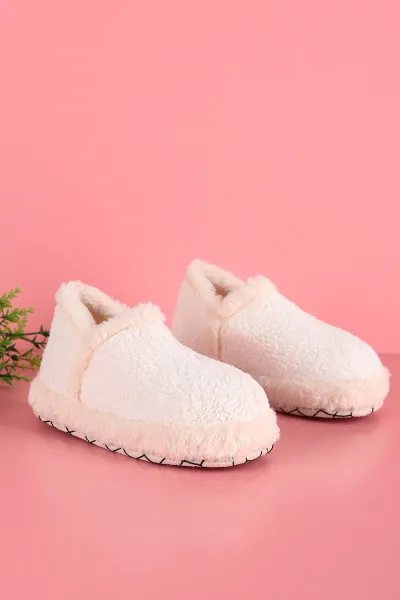 Beyaz (30-35 Filet) Peluşlu Kalın Taban Kız Çocuk Pandufu 227040