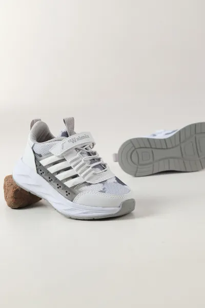 Beyaz ( 31 - 35 ) Bağcıklı Cırt Bantlı Erkek  Çocuk Spor Ayakkabı 463274