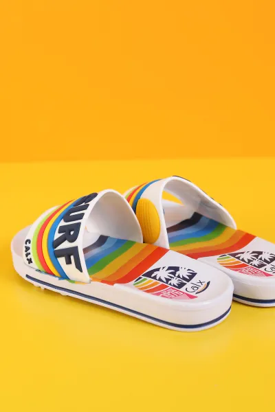 Beyaz (31-35 Filet) Surf Güneş Motifli Erkek Çocuk Terlik 189552