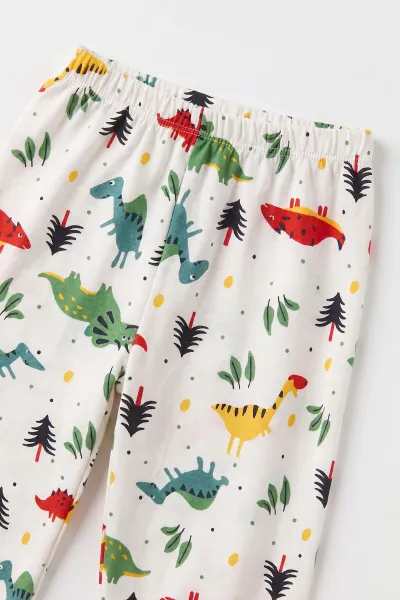 Beyaz (4-10 Yaş) Desenli 2 İp Erkek Çocuk Pijama Takım 483321