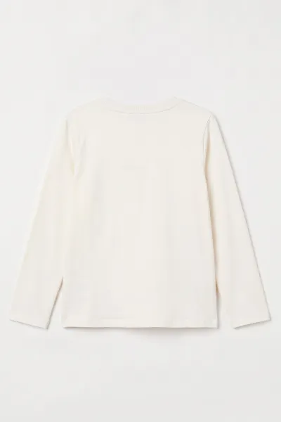 Beyaz (4-12 Yaş) Fiyonk Taş Baskılı İçi Şardonlu Kız Çocuk Sweatshirt 498569