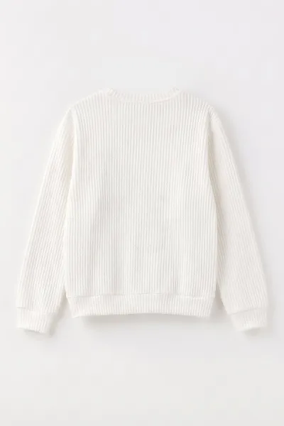 Beyaz (4-12 Yaş) Kalp Nakışlı Kız Çocuk Sweat 485482