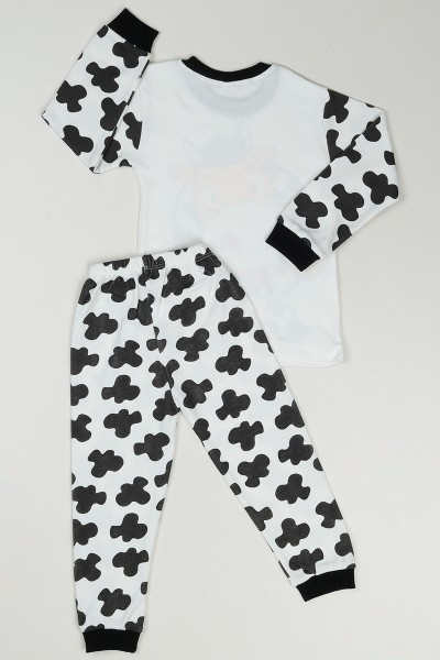 Beyaz (4-6  Yaş) İnek Baskılı Benekli Erkek Çocuk Pijama Takımı 88658