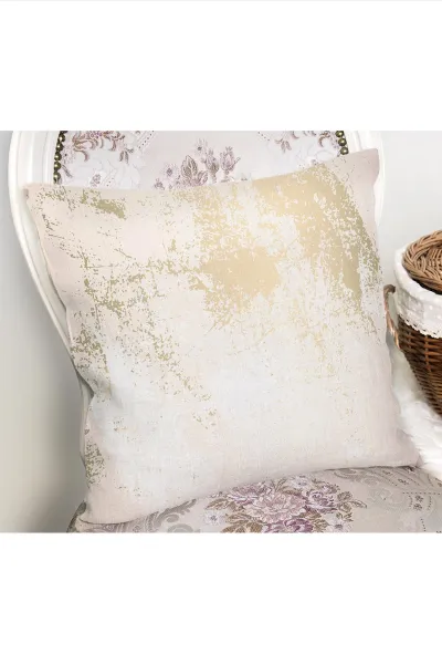 Krem 43x43 Dijital Baskılı Fermuarlı Modern Kırlent Kılıfı 272078