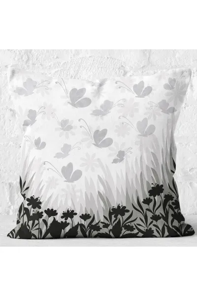 Füme  43x43 Dijital Baskılı Fermuarlı Modern Kırlent Kılıfı 272760