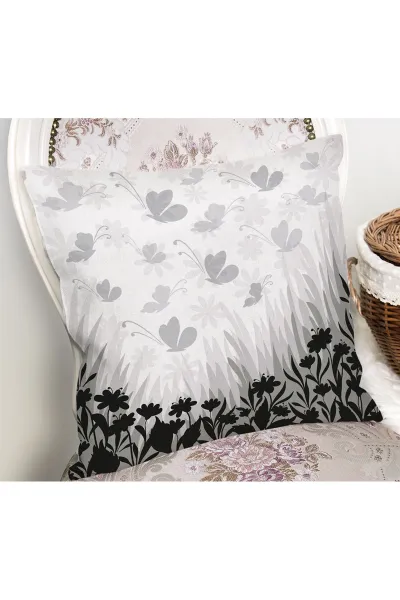 Füme  43x43 Dijital Baskılı Fermuarlı Modern Kırlent Kılıfı 272760