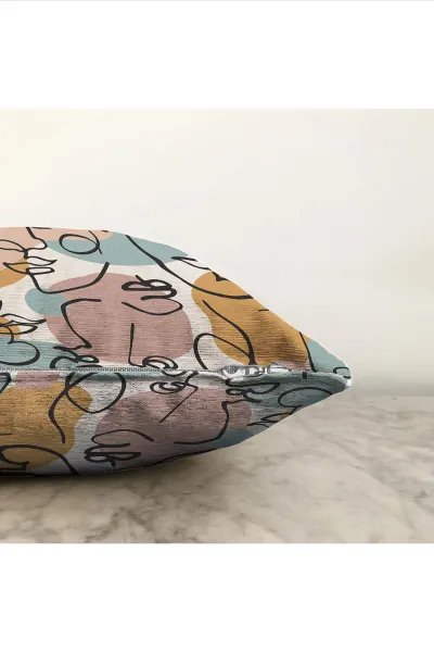 Hardal 43x43 Dijital Baskılı Fermuarlı Modern Kırlent Kılıfı 272897