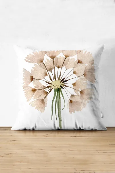 Beyaz 43x43 Dijital Baskılı Fermuarlı Modern Kırlent Kılıfı 272917