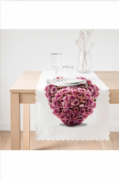 Beyaz 45x140 Dijital Baskılı Özel Tasarım Modern Runner 230866