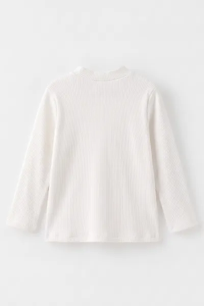 Beyaz (5-12 Yaş) Yarım Balıkçı Yaka Kaşkorse  Çocuk Body Sweatshirt 495425