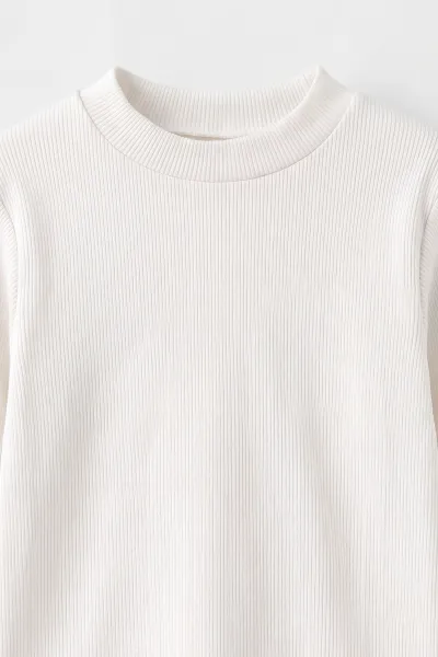 Beyaz (5-12 Yaş) Yarım Balıkçı Yaka Kaşkorse  Çocuk Body Sweatshirt 495425