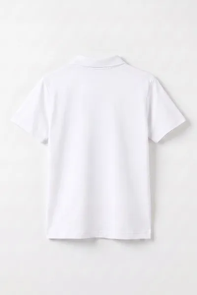 Beyaz (5-13 Yaş) Kısa Kol Polo Yaka Unisex Çocuk Okul Tişörtü 480888