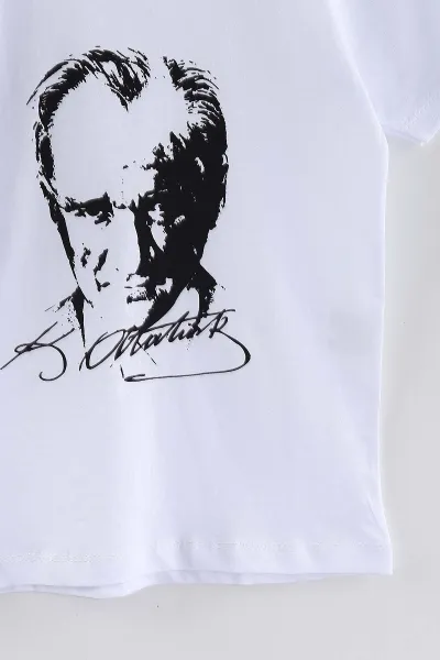 Beyaz (5-13  Yaş)Atatürk Baskılı Süprem Unisex Çocuk Tişört 442940