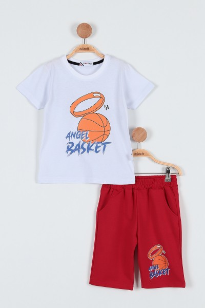 Beyaz (5-8 Yaş) Angel Basketbol Baskılı Şortlu Erkek Çocuk Takım 186207