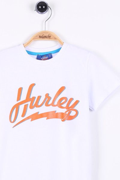 Beyaz (5-8 Yaş) Hurley Yazılı Erkek Çocuk Tişört 175089